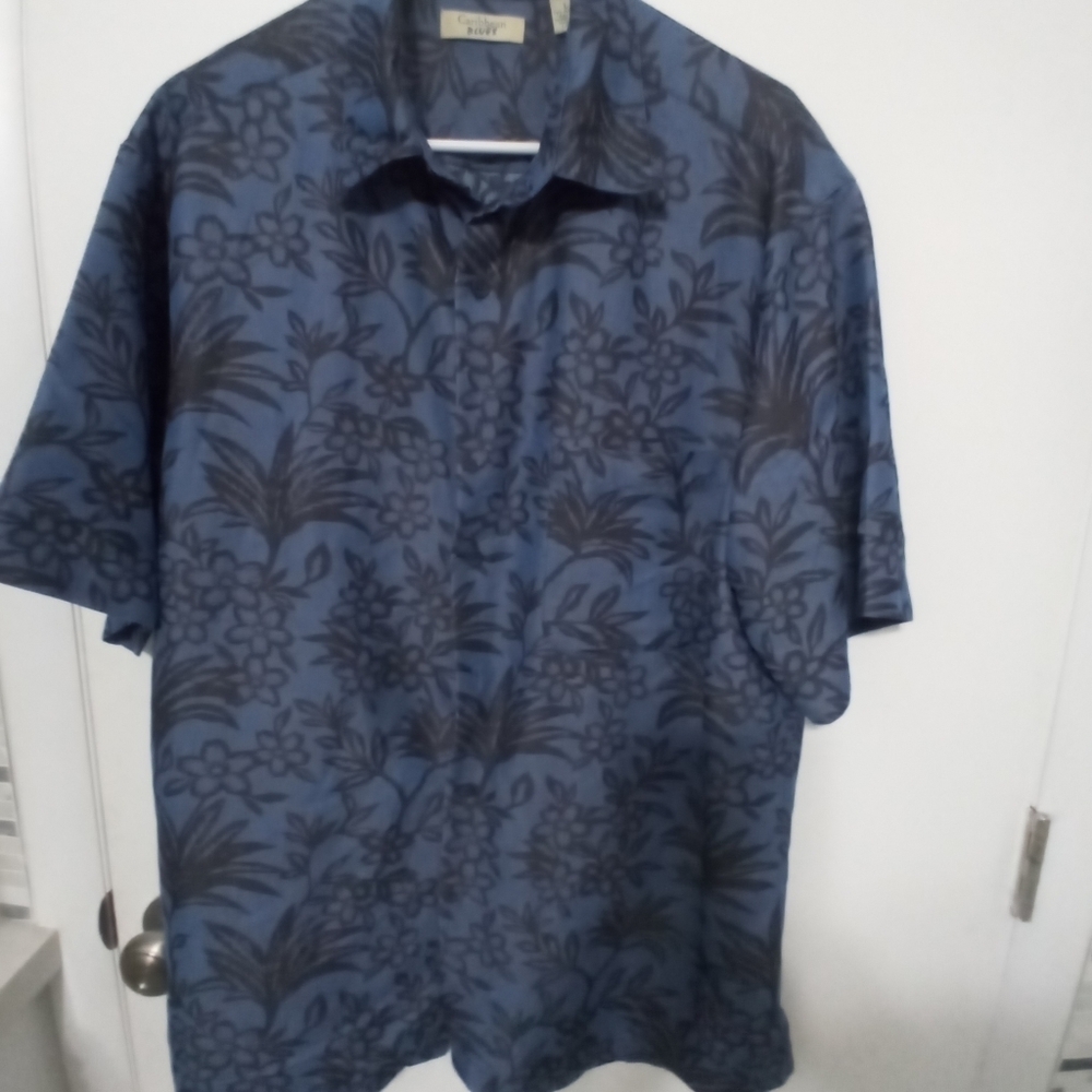 Caribbean Blues Short Sleeve Hawaiian Style Men's Button Down Shirt